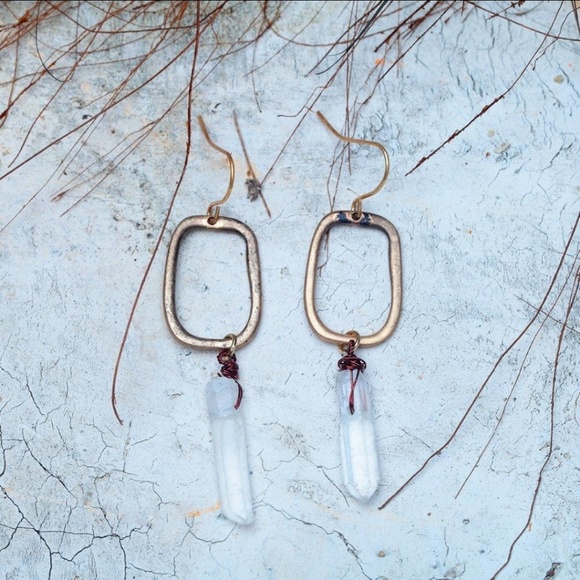 Antiqued Dainty Gold Crystal Wire Wrapped Earrings - Picture 2 of 8